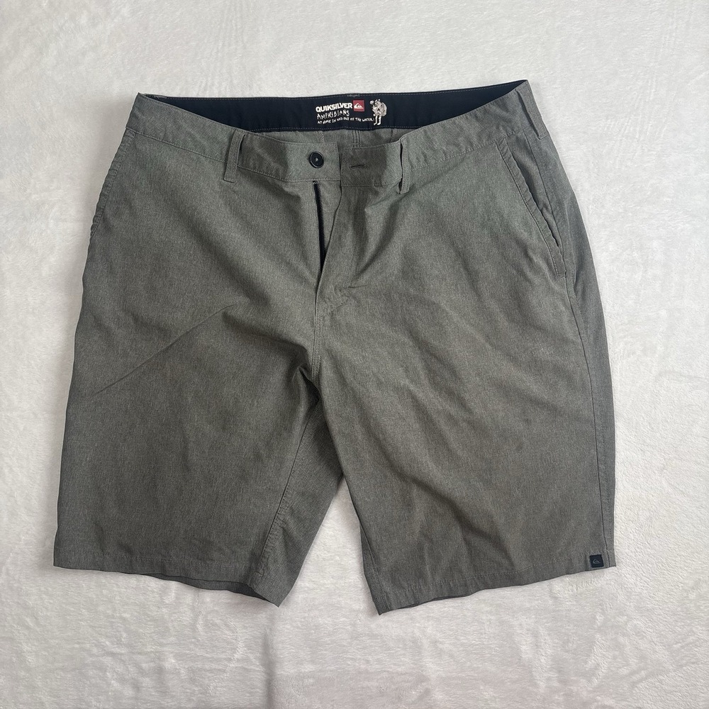 Y2K Quiksilver Amphibians‎ Grey Waterproof Shorts Board Surf Men's Waist 38"
